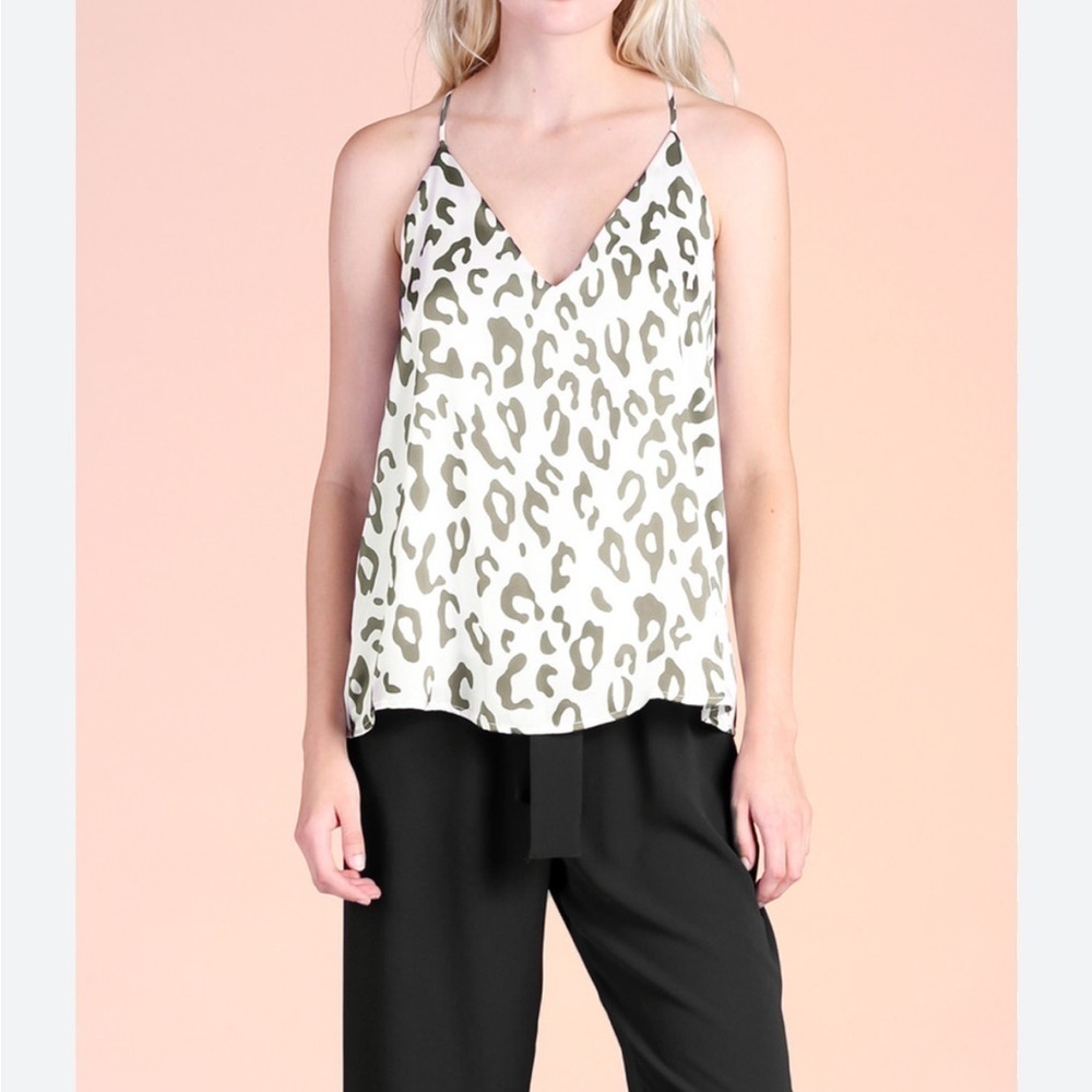 Tyche White and Brown Leopard Cami Top